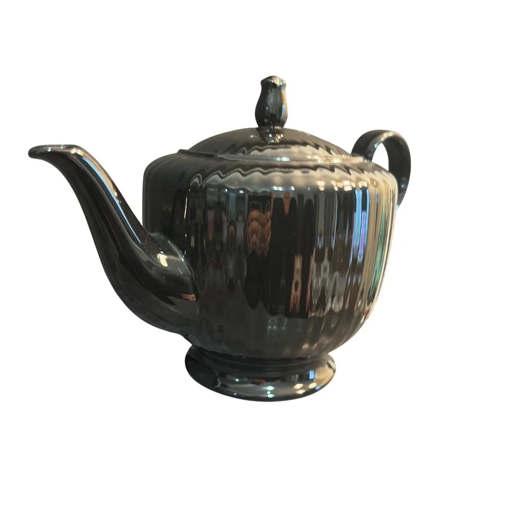 Mikasa Teapot Potpourri Black Tulip FS 700 Larry Laslo Vintage Ceramic Japan 7in